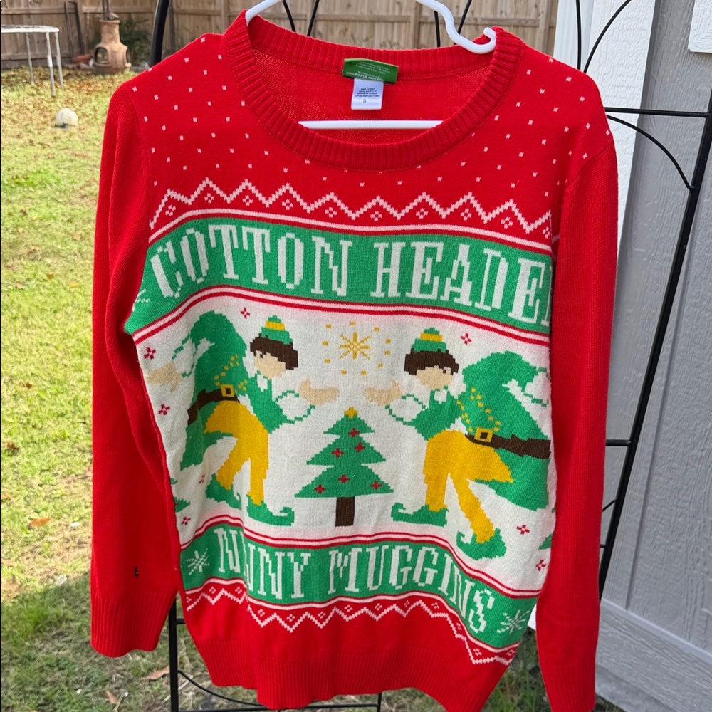 ELF Red Sweater with Green Tag